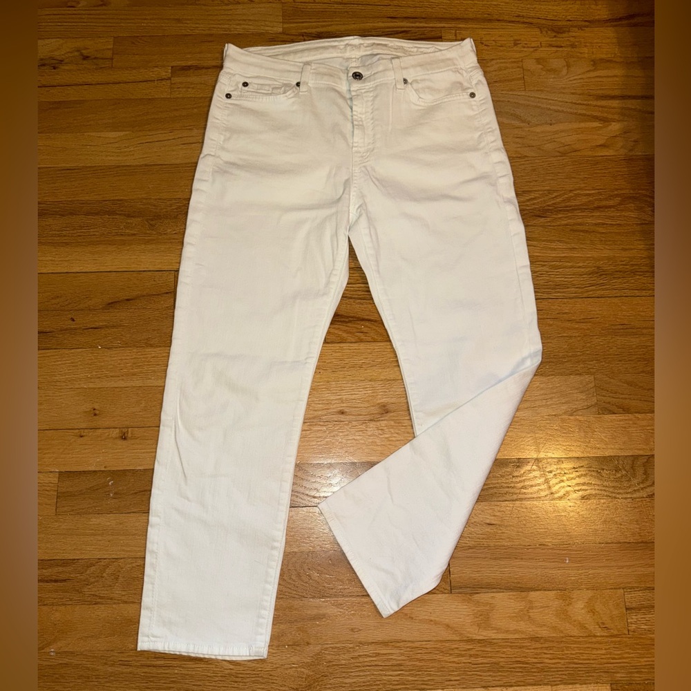 Seven For All Man Kind White Straight Bootcut Jeans